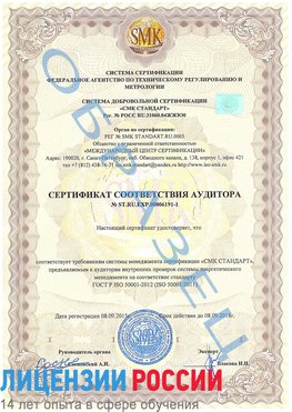 Образец сертификата соответствия аудитора №ST.RU.EXP.00006191-1 Менделеевск Сертификат ISO 50001